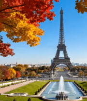 巴黎埃菲尔铁塔秋季景观2611#横屏 