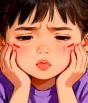  委屈小女孩插画2296#横屏 	 