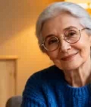  微笑的银发奶奶居家照2283#横屏 