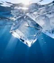  水中冰块特写2205#横屏 	 