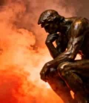  思想者雕塑红色烟雾背景2207#横屏 	 -