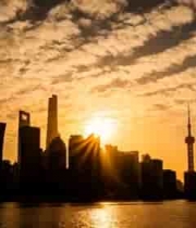  上海日出城市天际线2037#横屏 	 