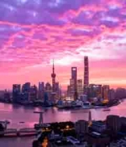  上海城市天际线日落延时2031#横屏 	 