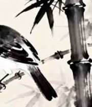  水墨竹鸟图2200#横屏 	 