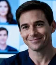  视频会议中的微笑男性2130#横屏 	 