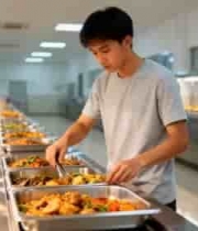  食堂打饭的男生2124#横屏 	 