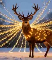  圣诞发光鹿雪景2079#横屏 