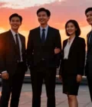  商务团队日落合影2023#横屏 	 