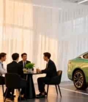  商务人士洽谈新能源汽车2000#横屏 