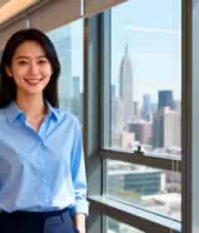  商务女性微笑看镜头1983#横屏 	 