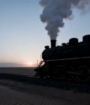  沙漠蒸汽火车日落1927#横屏 	 