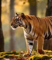  森林老虎行走特写1895#横屏 	 
