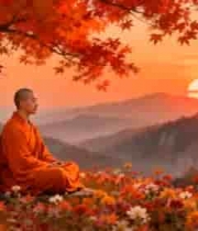  僧人禅坐红叶间1900#横屏 	 