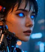  赛博朋克机械少女特写1872#横屏 	 