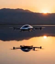  日落湖面飞行汽车1851#横屏 	 