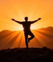  日出瑜伽剪影 山间伸展1841#横屏 	 