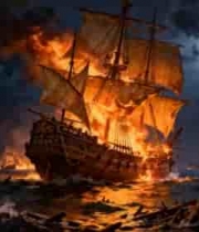  燃烧的古代帆船海战1816#横屏 	 