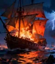  燃烧的古代帆船1815#横屏 	 