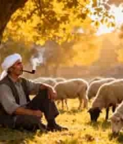  秋日树下的牧羊人1793#横屏 	 