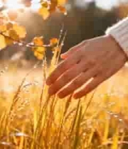  秋日清晨手拂麦田1789#横屏 	 