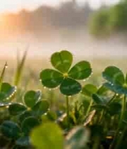  清晨露珠三叶草特写1769#横屏 	 