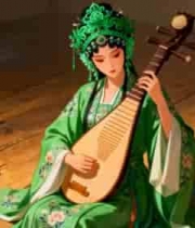  青衣弹琵琶画面1756#横屏 	 -