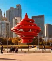  青岛五四广场红色雕塑1733#横屏 	 