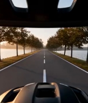  骑行视角：湖畔公路日出1703#横屏 	 