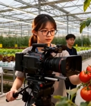  拍摄温室大棚西红柿1695#横屏 	 