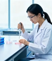  女研究员实验室移液操作1674#横屏 	 