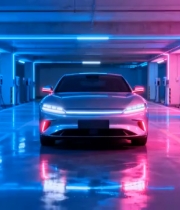  霓虹车库中的新能源汽车1639#横屏 	 