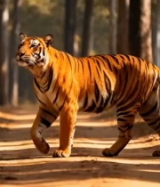  老虎林间行走特写1428#横屏 	 