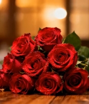  浪漫餐桌红玫瑰摆设1417#横屏 	 