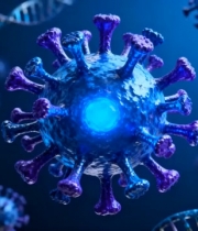  蓝色病毒与DNA双螺旋1384#横屏 	 