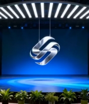  蓝绿科技舞台背景1376#横屏 	 