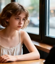  咖啡馆男女对视1295#横屏 	 - 