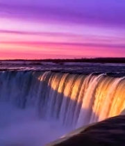  绝美瀑布日落延时1288#横屏 	 