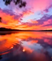 绝美湖面日落晚霞1286#横屏 	 - 