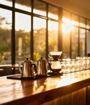  咖啡馆吧台晨光1292#横屏 	 