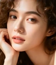  卷发女孩阳光微笑1281#横屏 	 