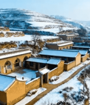 黄土高原雪后窑洞风光993#横屏 