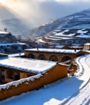 黄土高原雪景风光994#横屏 