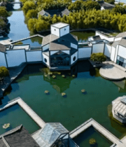 江南水乡园林航拍1090#横屏 