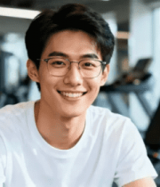 健身房戴眼镜男生微笑1066#横屏 