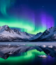 极光下的雪山冰川1048#横屏 