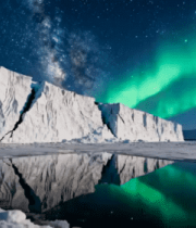 极光下的冰川夜景1042#横屏 