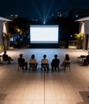 户外露天电影夜场景956#横屏 