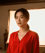 红衣女子棚内拍摄931#横屏 