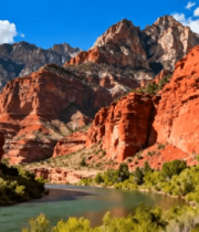 红色峡谷河流景观912#横屏 