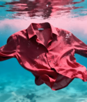 红色衬衫水中漂浮893#横屏 